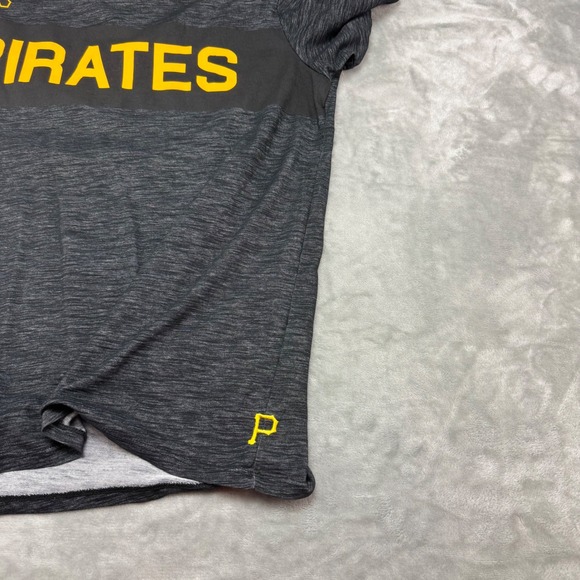 Nike Pittsburgh Pirates Dri Fit Athletic Cut T Shirt Mens Large‎ Gray Yellow - Picture 5 of 8